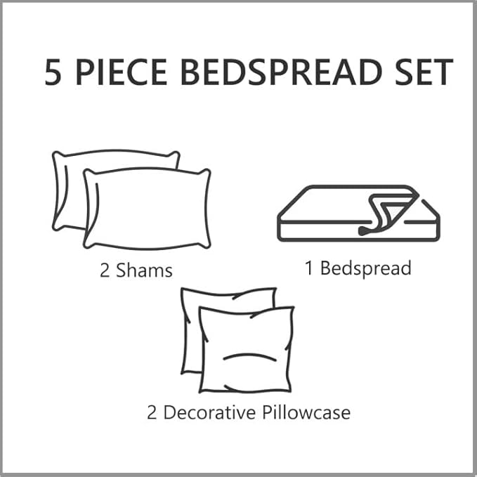 CHIXIN Oversized Bedspread Coverlet Set King Size - Lightweight Bedding Cover - Beautiful Stitching - 5 Piece Reversible Bedspread - Gorgeous Damask Paisley Pattern (King, Wine Red)
