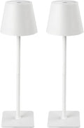 Cordless Table Lamp, Rechargeable Table Lamp with Touch Dimmable Control, Portable LED Desk Lamp for Indoor Patio (White-Rectangle, 2)