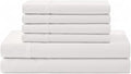 Linen Home 100% Cotton Percale Sheet Set, Full Size, White, Deep Pocket, 6 Pieces Set - 1 Flat, 1 Deep Pocket Fitted Sheet and 4 Pillowcases, Crisp Cool and Strong Bed Linen