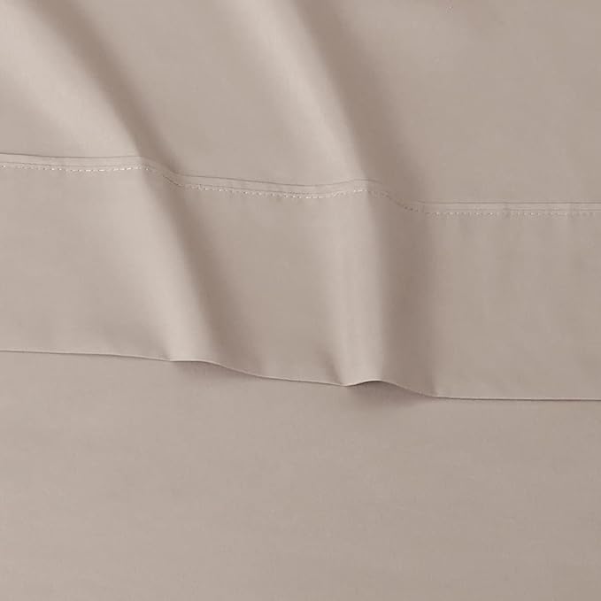 Amazon Basics Lightweight Super Soft Easy Care Microfiber 3-Piece Bed Sheet Set with 14-Inch Deep Pockets, Twin XL, Taupe, Solid (Pack of 4)
