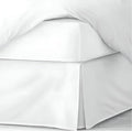 Pleated Bed Skirt Queen Size, 21" Drop with Platform Design for Secure Fit, Split Corners, Wrinkle-Resistant Microfiber for Modern Stylish Look, Tailored Bedding for Hotel Luxury - White