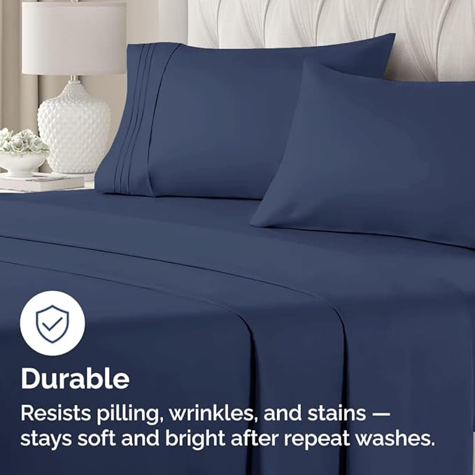 King Pillow Cases Set of 2 - Ultra Soft Hotel Quality Pillowcase Covers - Comfy, Cozy & Wrinkle Free - Shrinkage, Stain & Fade Resistant - Machine Washable Pillow Protectors - 2 Piece Set - Navy Blue