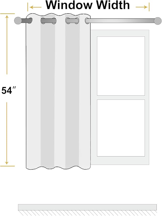 ChrisDowa 100% Blackout Mustard Yellow Solid Curtains 54 Inches Long 2 Panels for Bedroom Living Room,Farmhouse Room Darkening Thermal Insulated Soundproof Grommet Top Window Treatment Drapes,52x54