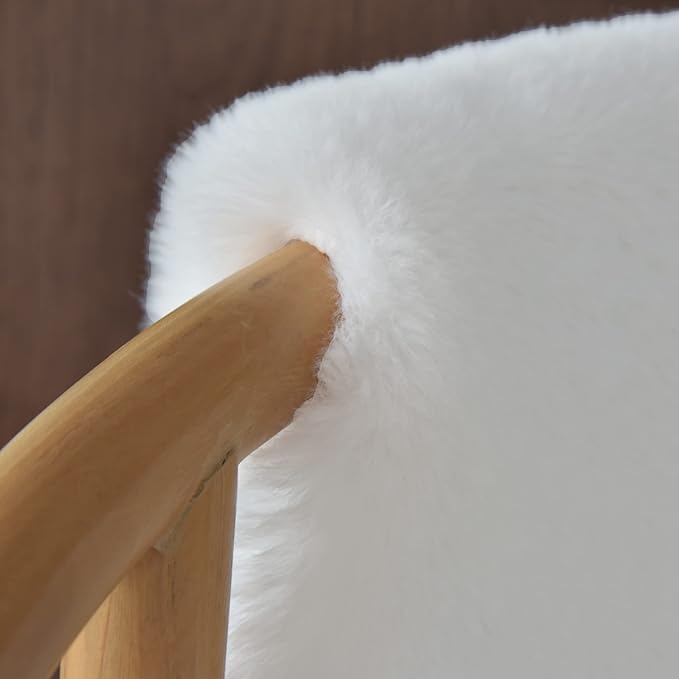 White Faux Rabbit Washable Fur Area Rugs Circle Rugs for Living Room Bedroom Teen Room Fluffy Area Rug 3ft Round Rug