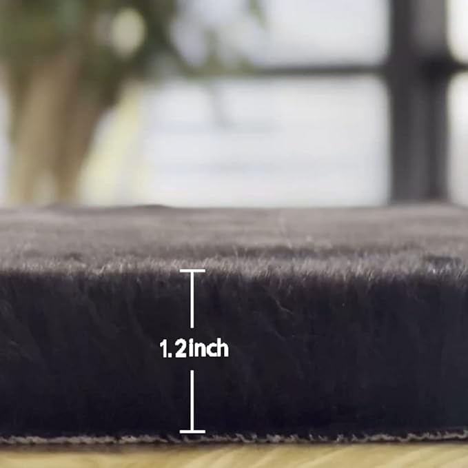 Black Shag Washable Fluffy Fur Area Rugs for Bedroom Living Room Faux Rabbit Fur Nursery Rug 2x6 Cute Shaped Rug Room Décor