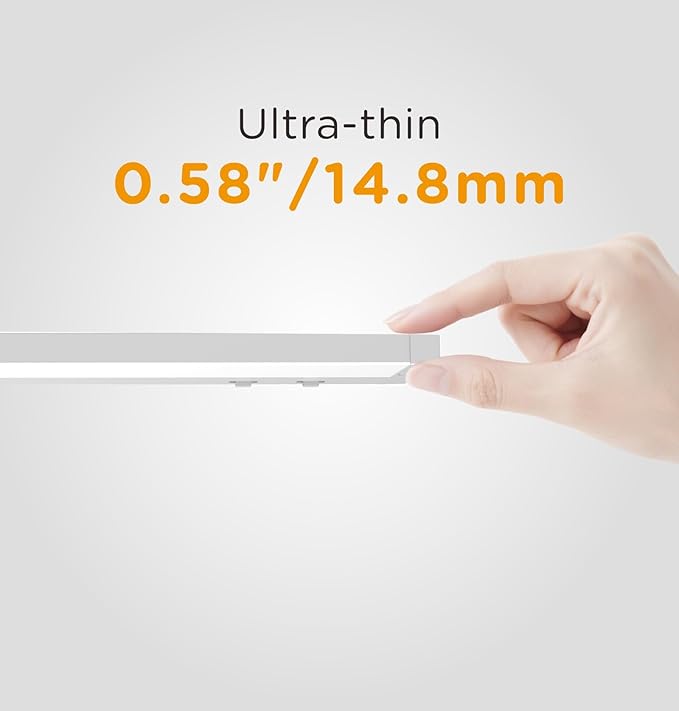 Tonlesm16 Inch Under Cabinet Lighting Plug in, 9W 120V 3 Color 3000K/4000K/5000K, 3 Brightness, Super Bright, Ultra Thin Under Counter Lights for Kitchen, Linkable LED Cabinet Light, White 2Pack