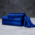 LUXOME Luxury Sheet Set | 100% Rayon (Viscose) from Bamboo | California King - Sapphire | Deep Pockets | 4-Piece Set (Fitted, Flat, 2 Pillowcases)
