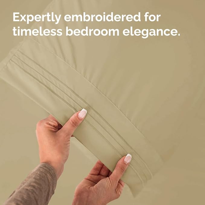 Queen Pillow Cases Set of 6 - Ultra Soft Hotel Quality Pillowcase Covers - Comfy & Wrinkle Free - Shrink, Stain and Fade Resistant - Easy-Care, Machine Washable Pillow Protectors - 6 Pcs Set - Beige