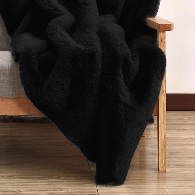 Black Fluffy Rug 5x8 Area Rugs for Bedroom Fuzzy Bunny Washable Fur Rugs for Living Room Teen Room Nursery Rectangle Rug