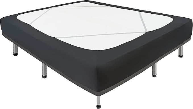 Biscaynebay Decorative Box Spring Cover Full & Full XL Size, Black Luxurious Jersey Knitting Stretchy Wrap Around 4 Sides Bed Skirt for Home/Hotels, Easy Fit Wrinkle Free Machine Washable
