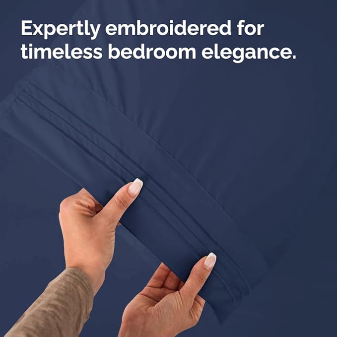 Queen Pillow Cases Set of 2 - Ultra Soft Hotel Quality Pillowcase Covers - Comfy, Cozy & Wrinkle Free - Shrinkage, Stain & Fade Resistant - Machine Washable Pillow Protectors - 2 Piece Set - Navy Blue