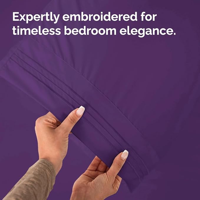 Queen Pillow Cases Set of 8 - Ultra Soft Hotel Quality Pillowcase Covers - Comfy & Wrinkle Free - Shrink, Stain & Fade Resistant - Easy-Care, Machine Washable Pillow Protectors - 8 Piece Set - Purple
