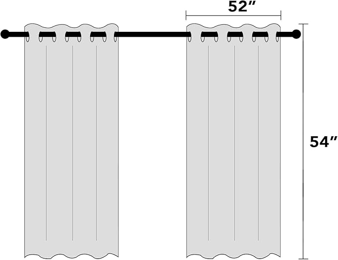 PrinceDeco White 100% Blackout Curtains 54" Long Blackout Curtains for Bedroom Linen Texture Solid Thermal Insulated with White Liner Luxury Decor for Nursery 52x54 Inch (2 Panels)