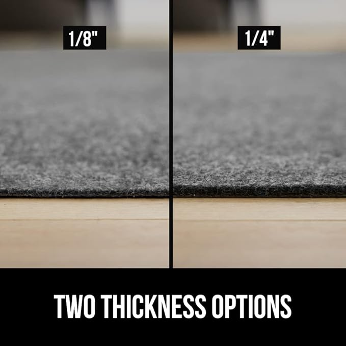 GORILLA GRIP Felt and Natural Rubber Stay in Place Slip Resistant Rug Pad, 1/4in Thick, 6x9 FT Protective Padding Under Area Rugs, Cushioned Gripper Pads, Carpet Runners, Hardwood Floors Protection