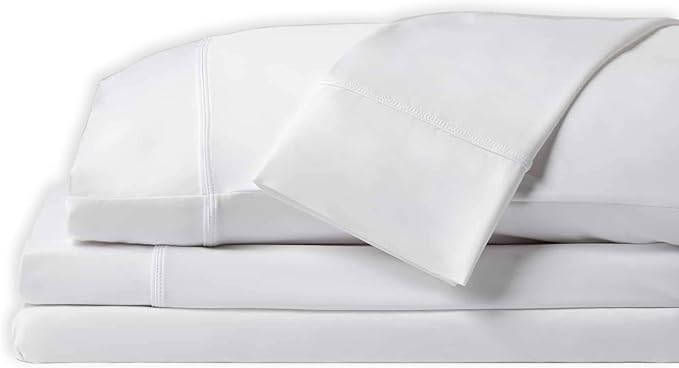 SHEEX - Original Performance Sheets Set (Twin/Twin XL) Bright White - Cooling Sheets - Moisture Wicking - 1 Flat Cooling Sheet, 1 Fitted Cooling Sheet, 1 Pillow Cover - Wrinkle Free - Sleep Aid