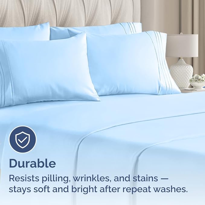 Queen Pillow Cases Set of 6 - Ultra Soft Hotel Quality Pillowcase Covers - Comfy, Cozy & Wrinkle Free - Shrink, Stain & Fade Resistant - Machine Washable Pillow Protectors - 6 Piece Set - Light Blue
