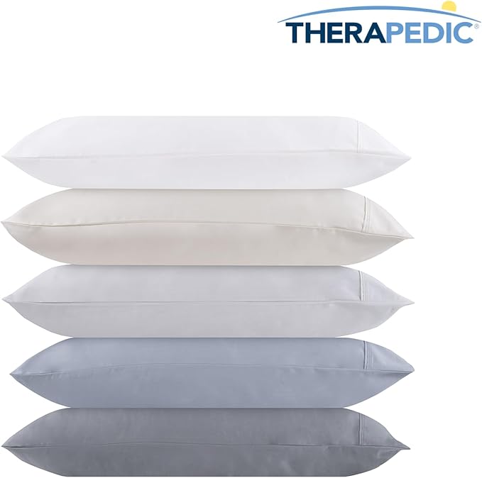 Therapedic 1000TC California King 6-Piece Sheet Set - 100% Organic Rayon Derived from Bamboo Blend with Cooling Fiber, Ideal for Hot Sleepers - 16" Deep Pocket Fitted Sheet, Bonus Pillowcases - Ivory