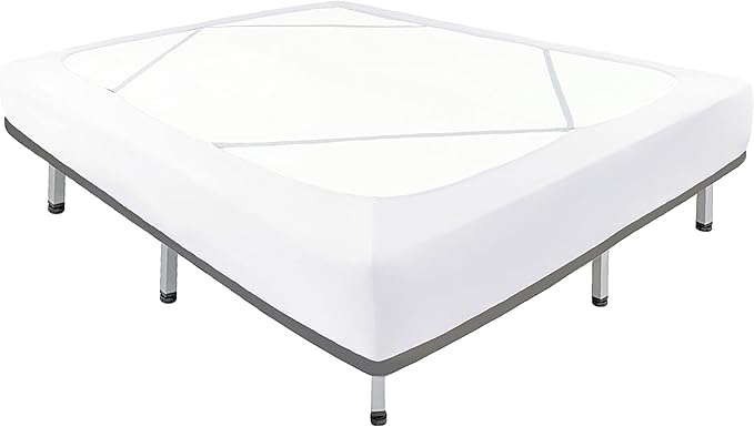 Biscaynebay Decorative Box Spring Cover Full & Full XL Size, White Luxurious Jersey Knitting Stretchy Wrap Around 4 Sides Bed Skirt for Home/Hotels, Easy Fit Wrinkle & Fade Free Machine Washable