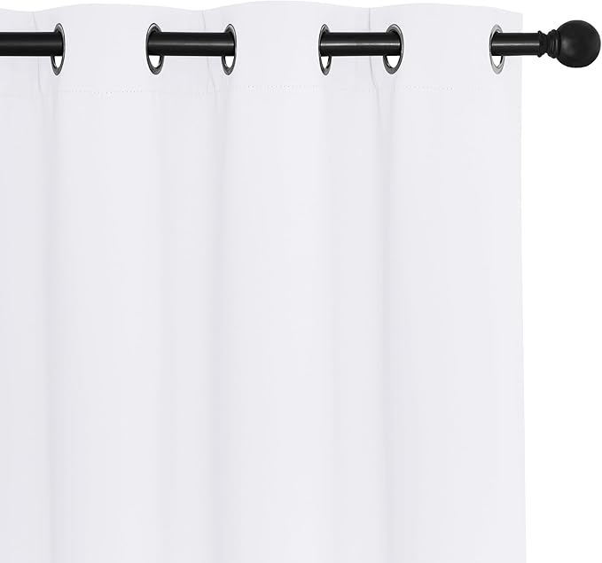 NICETOWN Blackout Drapery Curtain Panel 90 inches Long - Window Treatment Thermal Insulated Grommet Blackout Curtain/Drape for Bedroom Living Room (White, 1 Panel, 46 by 90 inches)
