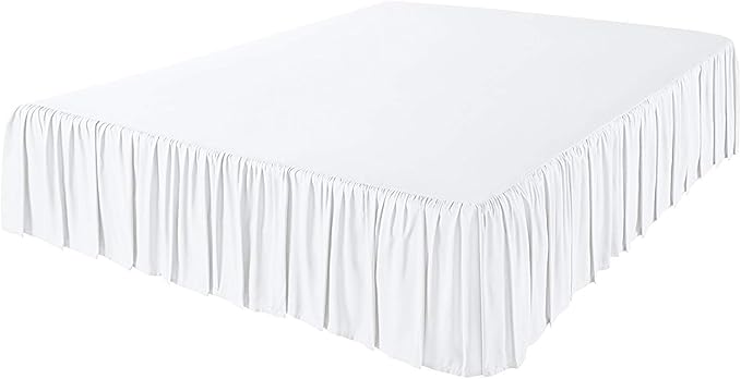 KRISHNA Ruffled Bed Skirt with Split Corners Twin, 100% Microfiber Hotel Quality, 10 Inch Drop Dust Ruffle Gathered Bedskirt with Platform, 39" x 75", White