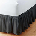 Dark Grey Solid Ruffled Bed Skirt Full-XL-24 Inch Drop Split Corner, Microfiber Bedskirt with Platform Three Sided Coverage