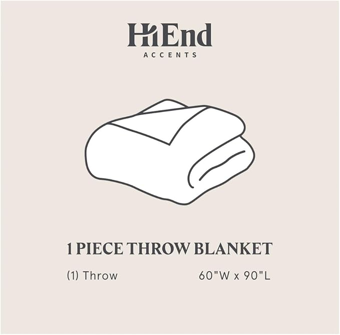 HiEnd Accents Teddy Throw Blanket, 60x90 inch, Cream, Oversized Boucle Throw Blanket, Soft Cozy Classic Chic Casual Heavy Blanket, Modern Rustic Plush Comfy Warm Blanket for Bed, Sofa