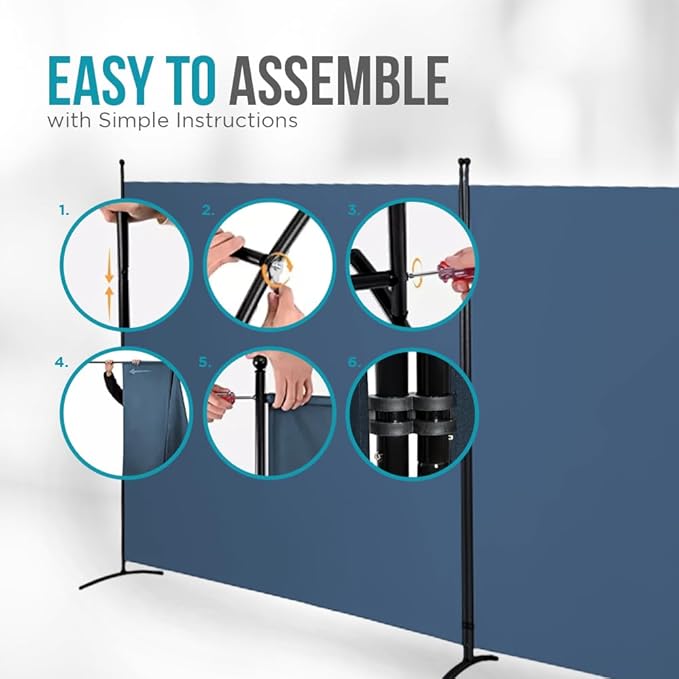 SteelAid Room Divider (Double Panel) – Folding Partition Privacy Screen for Office, Classroom, Dorm Room, Kids Room, Studio, Conference - 142" x 72" - Easy to Assemble, Freestanding & Foldable