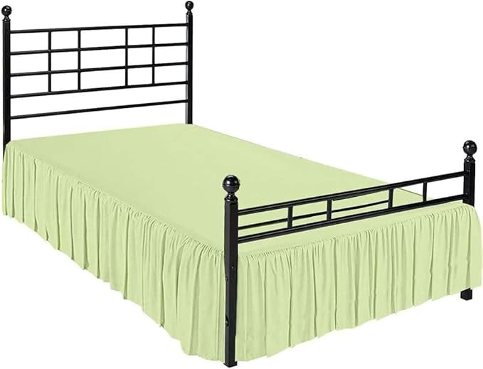 Sage Solid Ruffled Bed Skirt Full-20 Inch Drop Split Corner, Microfiber Bedskirt with Platform Three Sided Coverage