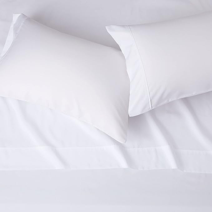 Amazon Basics Luxury, Ultra Soft, Breathable Lightweight Microfiber 4 Piece Bed Sheet Set with 14-Inch Deep Pockets, King, Bright White, Solid