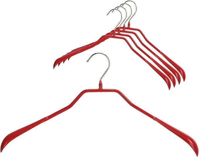 Mawa by Reston Lloyd, Non-Slip Steel Suit/Jacket Hanger, Wide Supportive Sholders with Rotating Hook, Red, Set of 150