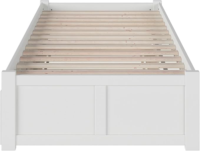 AFI Concord Twin XL Size Platform Bed with Footboard & Twin XL Trundle in White