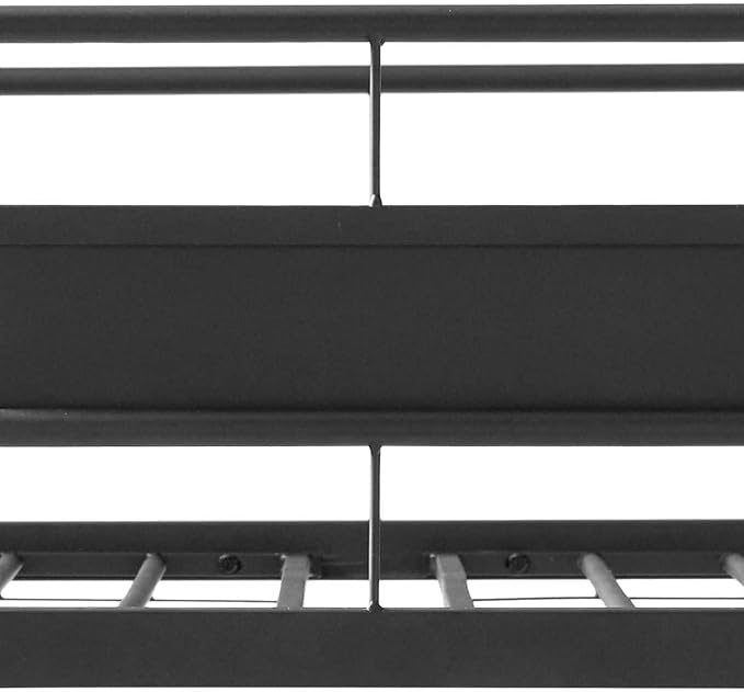 Upgraded Version Thicken Metal Heavy-Duty Queen Over Queen Bunk Bed, Best Industrial Style Stronger Queen Size Bunk Bed Frame with Ladder for Adults, Easy Assembly (Queen Over Queen-A)