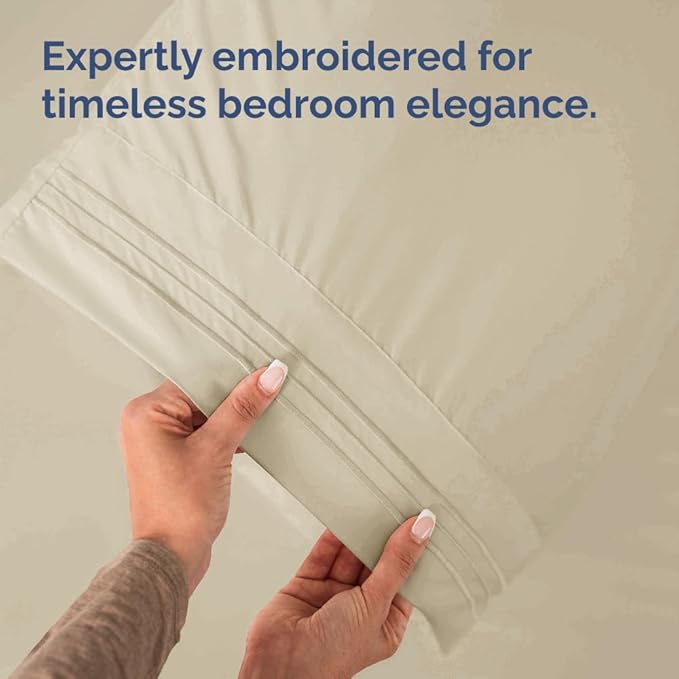 King Pillow Cases Set of 6 - Ultra Soft Hotel Quality Pillowcase Covers - Comfy & Wrinkle Free - Shrink, Stain and Fade Resistant - Easy-Care, Machine Washable Pillow Protectors - 6 Piece Set - Wheat