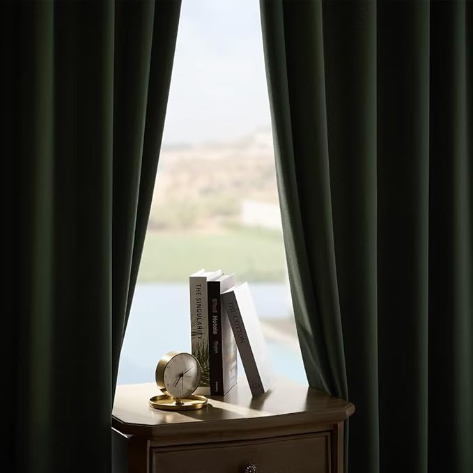 Joydeco Green Velvet Curtains 84 inch Length 2 Panels, Luxury Blackout Rod Pocket Thermal Insulated Window Curtains, Super Soft Room Darkening Drapes for Living Room Bedroom,W52 x L84 inches