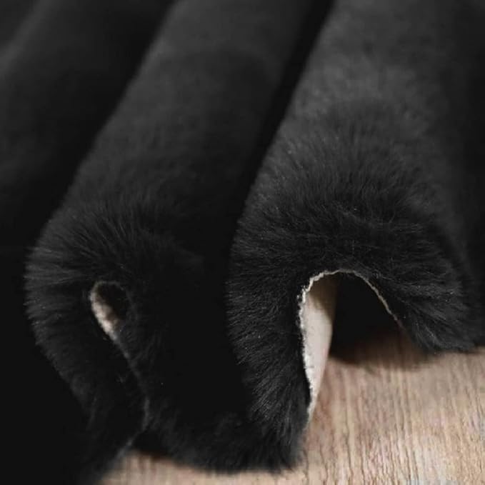 Fuzzy Rabbit Fur Rug Fluffy Rugs Washable Area Rugs for Living Room Black Furry Rug for Bedroom Rugs 3x5 Cute Room Girl Room Home Decor Rectangle