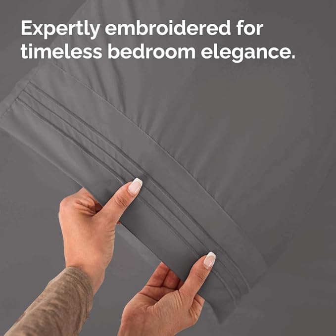 King Standard Pillow Cases Set of 2 - Soft Hotel Quality Pillowcase Covers - Comfy, Cozy & Fade Free - Wrinkle Resistant - Machine Washable Pillow Protectors - 2 Piece Set - King Standard Dark Grey