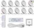 VST Under Cabinet Lighting Plug in with Wired Touch Dimmer Switch,Recessed or Surface Mount Design,Natural White 4000K 12V 2W(20W Total, 10 Pack White) Puck Lights Fixtures