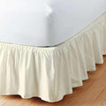 Sleepwell Ivory Solid Ruffled Bed Skirt Short Queen-28 Inch Drop Split Corner, Microfiber Bedskirt with Platform Three Sided Coverage