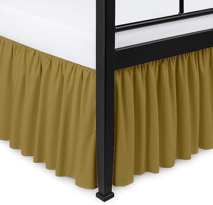 Ruffled Bed Skirt Split Corners with Platform, Tailored Fit Hotel Quality Wrinkle Free Ultra-Soft Microfiber Dust Ruffle, Upto 16 Inch Drop, Queen, Taupe