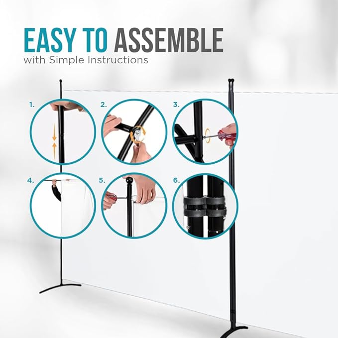 Steel-AID Triple-Panel Privacy Room Divider – Folding Partition Privacy Screen for Office, Classroom, Dorm Room, Kids Room, Studio, Conference - 216" x 72" - Easy to Assemble, Freestanding & Foldable