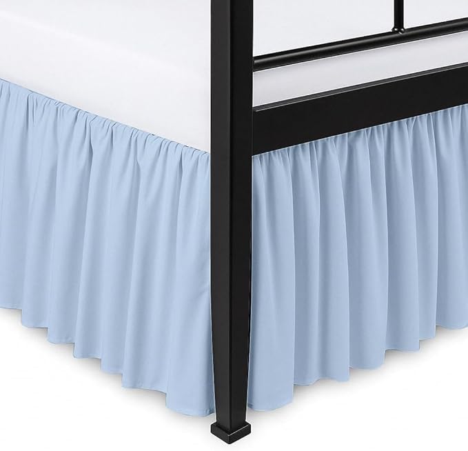 Ruffled Bed Skirt Split Corners with Platform, Tailored Fit Hotel Quality Wrinkle Free Ultra-Soft Microfiber Dust Ruffle, Upto 10 Inch Drop, Full, Sky Blue