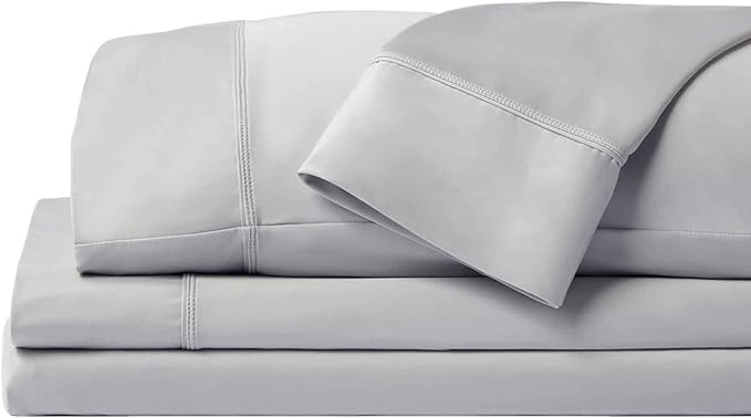 SHEEX - Original Performance Sheets Set (Queen) Pearl Blue - Cooling Sheets - Moisture Wicking - 1 Flat Cooling Sheet, 1 Fitted Cooling Sheet, 2 Pillow Covers - Wrinkle Free - Sleep Aid