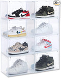 8 PACK XL Shoe Storage Box,Drop Side Sneaker Display Case,Shoe Boxes Clear Plastic Stackable 13.4”x 10.6”x 8.3” Fit up to US 13 (Clear 8Pack)