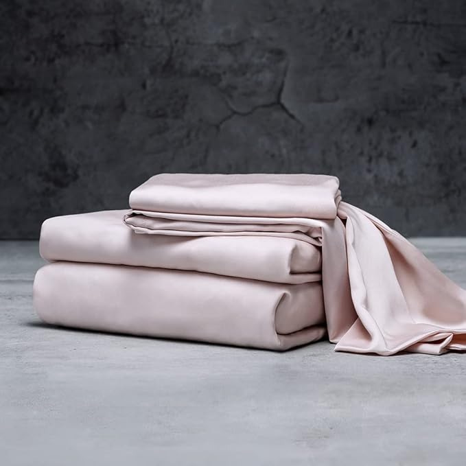 LUXOME Luxury Sheet Set | 100% Rayon (Viscose) from Bamboo | Twin Size - Blush | Deep Pockets | 3-Piece Set (Fitted, Flat, Pillowcase)