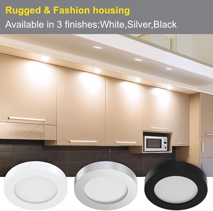 VST Under Cabinet Lighting Plug in with Wired Touch Dimmer Switch,Recessed or Surface Mount,Natural White 4000K 12V 2W/pc, 6 Pack