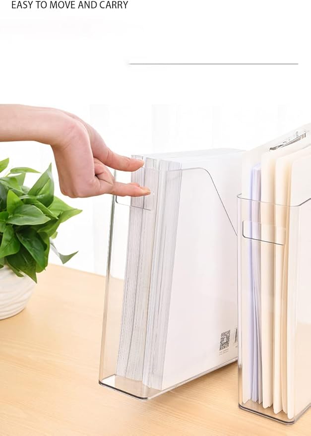 ICCGBHGO Magazine Holder, Clear Plastic Vertical File Magazine Organizer, Desktop File Magazine Book Storage Shelf for Office Desk(2PCS)