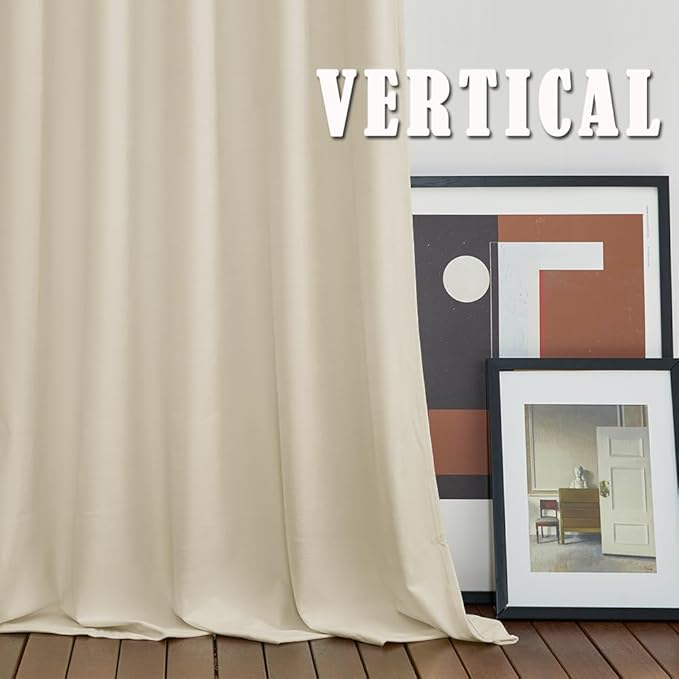 RYB HOME Beige Velvet Curtains 80 inches, Back Tab Soft Fabric Room Darkening Thermal Insulated Luxurious Home Decor Curtains for Living Room Bedroom, W 52" x L 80", 2 Panels Set