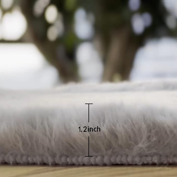 Fuzzy Grey Fluffy Washable Runner Rugs for Hallway 2x10 Plush Faux Rabbit Furry Fur Rugs for Bedroom Living Room Home Décor