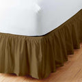 Taupe Solid Ruffled Bed Skirt Twin-26 Inch Drop Split Corner, Microfiber Bedskirt with Platform Three Sided Coverage