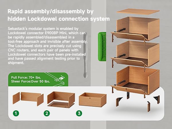 Stackable 3 Drawers Dresser, Customizable Chest of Drawers for Bedroom, Living Room, Dormitory, Easy Assembly Wood Furniture Cabinet, 24 inch Width Beech and Basswood Color Combo